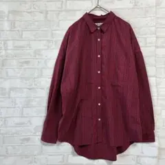【レプシィム】赤 チェック柄 長袖シャツ Lサイズ レディースa2951
