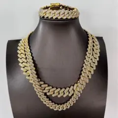 【実質1本無料】ブリンブリンなゴールド　マイアミキューバンチェーン3点セット