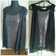 セシルマクビー 黒 ノースリーブ スパンコール