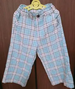 キッズワイドパンツ　（水色チェック）1300cm