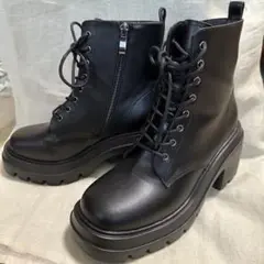 ABC Mart 厚底レースアップブーツ 黒 Mサイズ