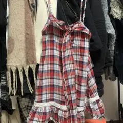 キャミワンピ キャミソール 赤 チェック柄 ワンピース 森ガール archive