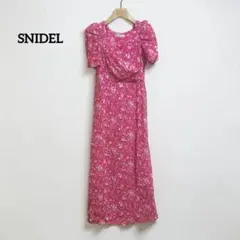 【美品】SNIDEL レーヨンカシュクールプリントワンピース　赤 花柄 ロング