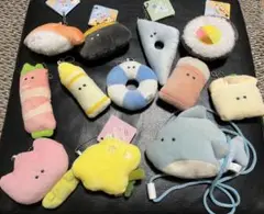 つぶらな瞳シリーズ　まとめ売り　お寿司　お花 ぬいぐるみマスコット 12個セット