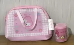マイメロディ　ガチャガチャ　コインシリンダーとカオハナデザインバッグ