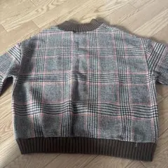 う*こ様 チェック柄ニットセーター 長袖 グレー