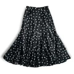 スナイデル マーメイドスカート M ブラック ホワイト ドット ロングフレア
