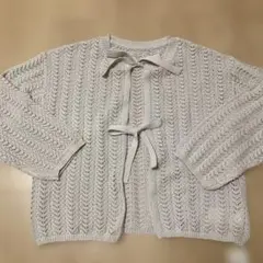 サマンサモスモス透かし柄リボンカーディガン