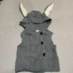 Bee グレー フード付きベスト