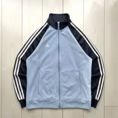 【希少カラー】00s アディダス トラックジャケット 水色×紺 ロゴ刺
