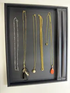 ネックレス セット ビンテージ ブラック オニキス風 パール風 珊瑚風