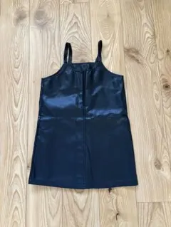 SHEINキャミワンピース 黒 レザー生地 120cm