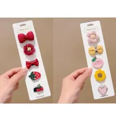 ハンドメイド フルーツリボンヘアクリップセット 5個*2