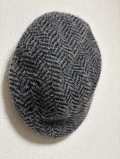 23区 ヘリンボーン柄 ベレー帽 グレー ウール混 秋冬
