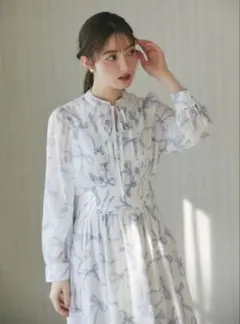 tocco closet りぼん付きリボンプリントウエストシャーリングワンピース