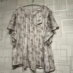 【新品】GLACIER 花柄ストライプ 半袖ブラウス LL