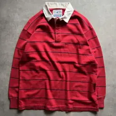 90s ランズエンド ラガーシャツ USA製 ポロシャツ ストライプ ビンテージ
