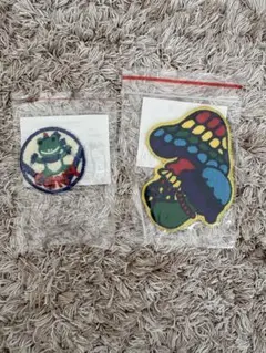 ブーフーウー　カエルと蝶のワッペンセット