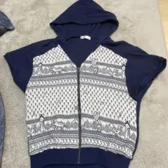 ネネット　ネイビー フード付きパーカー タジハルと動物柄 ユニーク　個性派