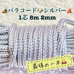 パラコード　１芯 ８m ２mm シルバー　手芸とアウトドアなど用