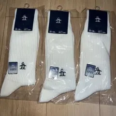 マンシングウェア ホワイトペンギン刺繍ソックス3足セット