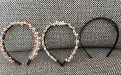 カラフルパール付きカチューシャ まとめ売り　セット 3個セット　ヘアバンド