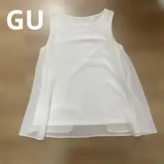 ホワイト シフォン ノースリーブ トップス