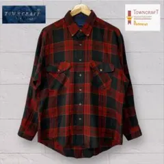タウンクラフト TOWNCRAFT 赤　緑　チェック ネルシャツ