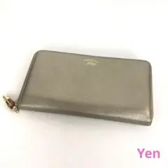 GUCCI グッチ 長財布 ラウンドファスナー レザー シルバー バンブー