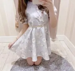 evelyn 前ボタン花柄ワンピース エブリン 水色