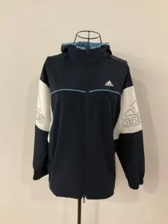 adidas フード付きウィンドブレーカー ネイビー　M 匿名発送
