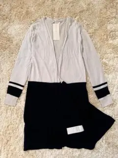 未使用タグ付き　マックスマーラ　ロング　カーディガン　バイカラー　シルク　リネン