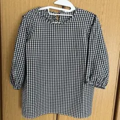 チェック柄バルーンスリーブブラウス