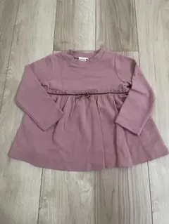 ブランシェス　子供服　100 ピンク ベロアリボン付きチュニック　ニット