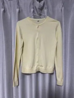 UNIQLO UVカットクルーネックカーディガン ウォッシャブル イエロー