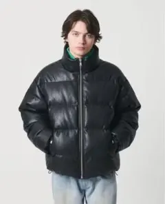 【ほぼ新品】MONKEY TIME レザーライク ダウン ジャケット　Mサイズ