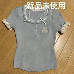 spray レース付フェイクレイヤードトップス　水色のサムネイル