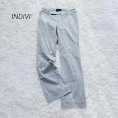 インディヴィ フレアパンツ ストライプ ビジネス フォーマル 日本製 グレー M