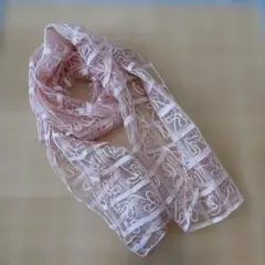 シルク100% ストール ピンク 刺繍 チェック柄