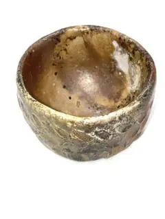 備前焼　お猪口 金色と茶色のグラデーション（KG-023）