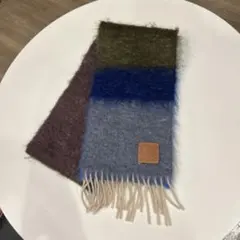 【ほぼ未使用】LOEWE モヘヤ×ウール フリンジ マフラー マルチカラー