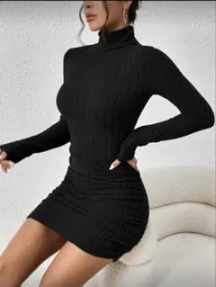 SHEIN Frenchy タートルネック シャーリング ボディコンドレス