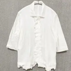 美品✦CRESCENT シャツブラウス M 白ホワイト 綿100％ フリル
