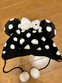 【美品】ディズニー ミニー ファンキャップ 帽子 ドット 水玉 ブラック