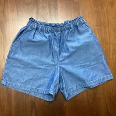 UNIQLO ユニクロ＊デニム風ハーフパンツ 青系 130 子供　半ズボン