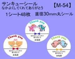 サンキューシール48枚【M-54】メッセージ/ギフト/ほんのきもち/ハンドメイド