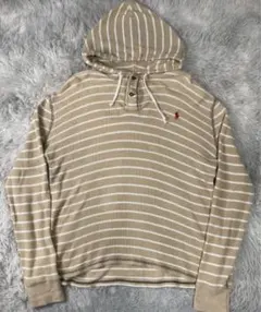 90s 希少 ポロバイラルフローレン ワッフル プルオーバー パーカー ボーダー