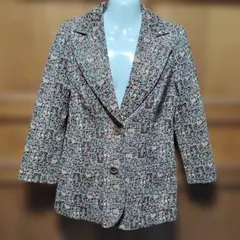 希少 ! 昭和レトロ古着 幾何学模様 (ジャガード) ジャケット サイズ13号