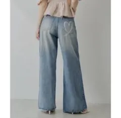 Chico ハートプリント ボックスワイド デニムパンツM 美品 人気　完売品