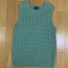 ポロ ラルフローレン ニット ベスト 150 S ケーブル編み 刺繍 良品のサムネイル